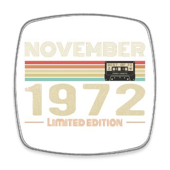 November 1972 Vintage Birthday Retro Tee - Magnet carré - blanc - Devant