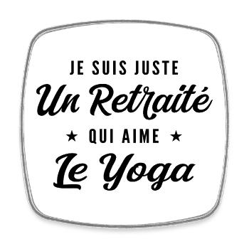 Retraité Yogi Humour Cadeau Retraite - Magnet carré - blanc - Devant