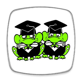 2 Frogs Graduated from High School College - Square fridge magnet - white - Front
