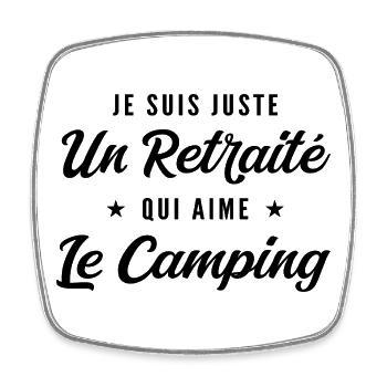 Retraité Campeur Humour Cadeau Retraite - Magnet carré - blanc - Devant