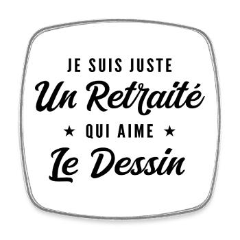 Retraité Dessinateur Humour Cadeau Retraite - Magnet carré - blanc - Devant