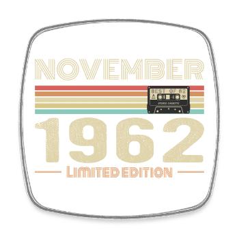 November 1962 Vintage Birthday Retro Tee - Magnet carré - blanc - Devant
