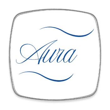 Aura Eleganz Schriftzug - Viereckiger Kühlschrankmagnet - Weiß - Vorne