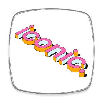 Iconic Retro 3D Typography Design - Viereckiger Kühlschrankmagnet - Weiß - Vorne