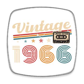 60 Jahre 1966 Vintage Retro Geburtstagsgeschenk - Viereckiger Kühlschrankmagnet - Weiß - Vorne