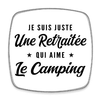 Retraitée Campeuse Humour Cadeau Retraite - Magnet carré - blanc - Devant