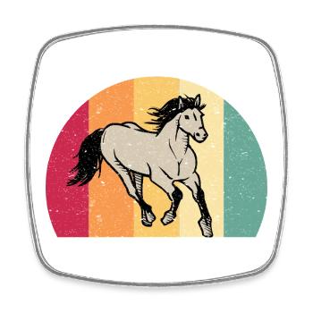 Pferd Motiv Pferdemotiv Retro Vintage Look - Viereckiger Kühlschrankmagnet - Weiß - Vorne