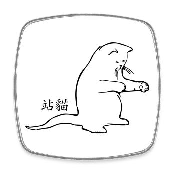 Zhan Mao - die stehende Katze - Viereckiger Kühlschrankmagnet - Weiß - Vorne