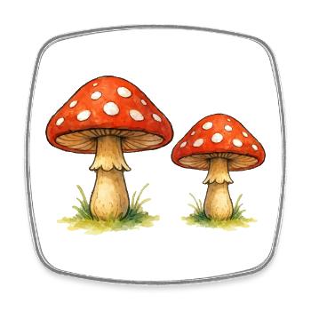 Red toadstools in the grass - Square fridge magnet - white - Front