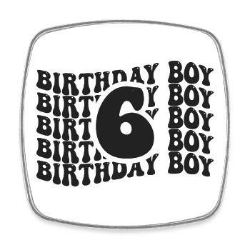 Junge Geburtstag 6 Jahre alt - Viereckiger Kühlschrankmagnet - Weiß - Vorne
