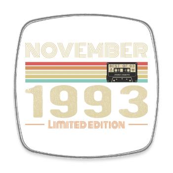 November 1993 Vintage Birthday Retro Tee - Magnet carré - blanc - Devant