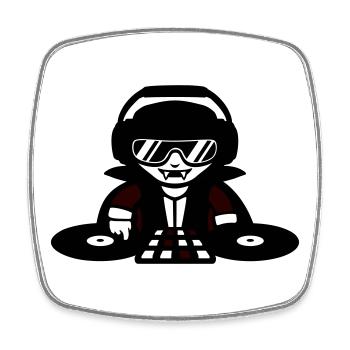 Vampire DJ DJ with mixer and turntable - Square fridge magnet - white - Front
