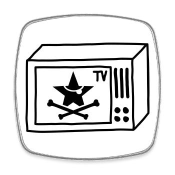 Piraten TV – Freies Fernsehen & Punk Style - Viereckiger Kühlschrankmagnet - Weiß - Vorne