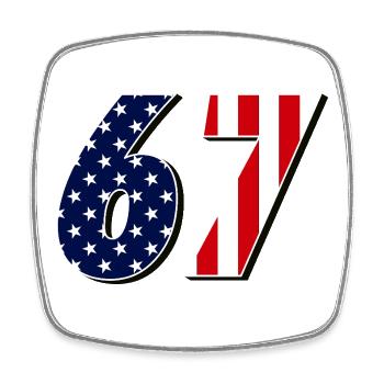 Sixty-seven, 67, 6, 7 - Square fridge magnet - white - Front