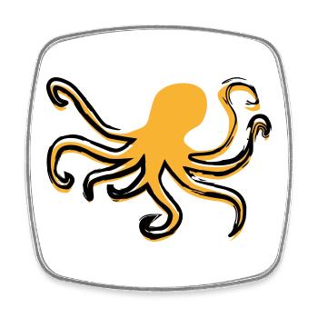 Octopus Style - Square fridge magnet - white - Front