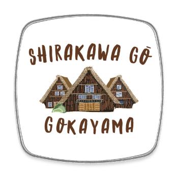 ShirakawaGo Gokayama Houses, Hand Drawing Japan - Square fridge magnet - white - Front