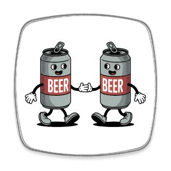 Beer Can Hug - Funny T-Shirt - Square fridge magnet - white - Front