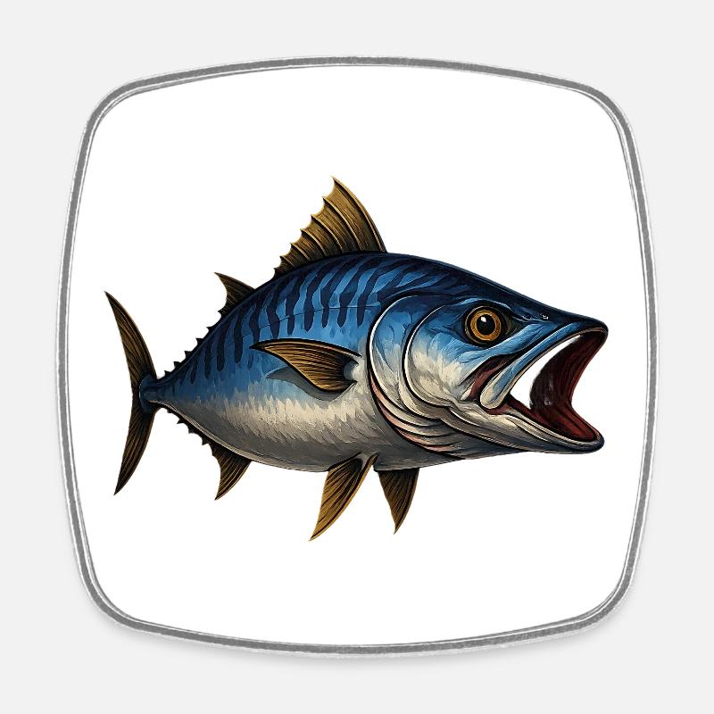 Dynamischer Blauflossen-Thunfisch Illustration - Viereckiger Kühlschrankmagnet - Weiß