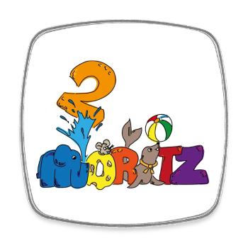 Moritz fête ses 2 ans - Magnet carré - blanc - Devant