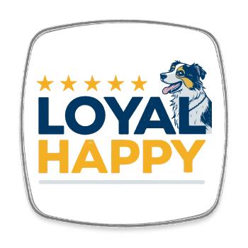 Happy Loyal Dog Logo - Viereckiger Kühlschrankmagnet - Weiß - Vorne