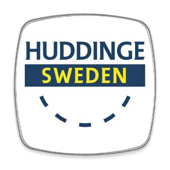 Huddinge Schweden Rundschild - Viereckiger Kühlschrankmagnet - Weiß - Vorne