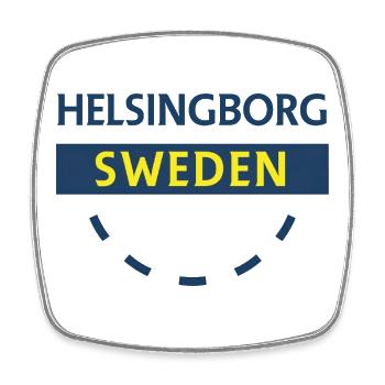 Hellsingborg blau-gelbes Stadtschild - Viereckiger Kühlschrankmagnet - Weiß - Vorne