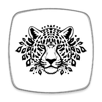 Leopard Black Black Leopard - Square fridge magnet - white - Front