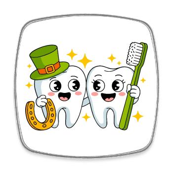 Funny Dentist St Patricks Art - Square fridge magnet - white - Front