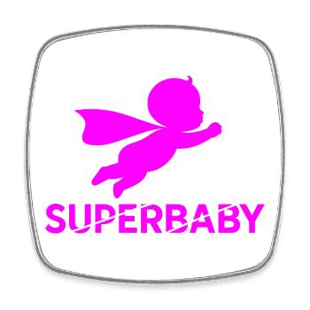 Flying Baby Silhouette Pink - Square fridge magnet - white - Front