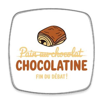 Pain au Chocolat vs. Chocolatine, die eigentliche Debatte - Viereckiger Kühlschrankmagnet - Weiß - Vorne