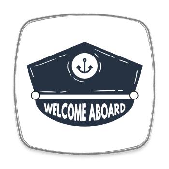 Nautic Design Welcome Aboard Anchor Patch Cap Navy - Square fridge magnet - white - Front