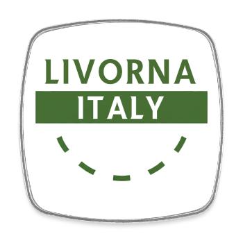 Livorna Italien Grünes Logo - Viereckiger Kühlschrankmagnet - Weiß - Vorne