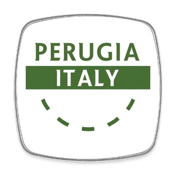 Pérouse, Italie, Emblème vert - Magnet carré - blanc - Devant
