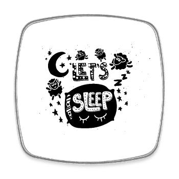 Let’s Sleep – Süßes Schaf Schlafshirt Design - Viereckiger Kühlschrankmagnet - Weiß - Vorne