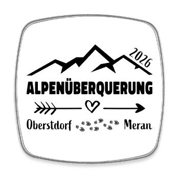 Alpenüberquerung E5 2026 Oberstdorf Meran - Viereckiger Kühlschrankmagnet - Weiß - Vorne