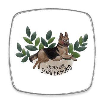 Deutscher Schäferhund Botanika - Viereckiger Kühlschrankmagnet - Weiß - Vorne