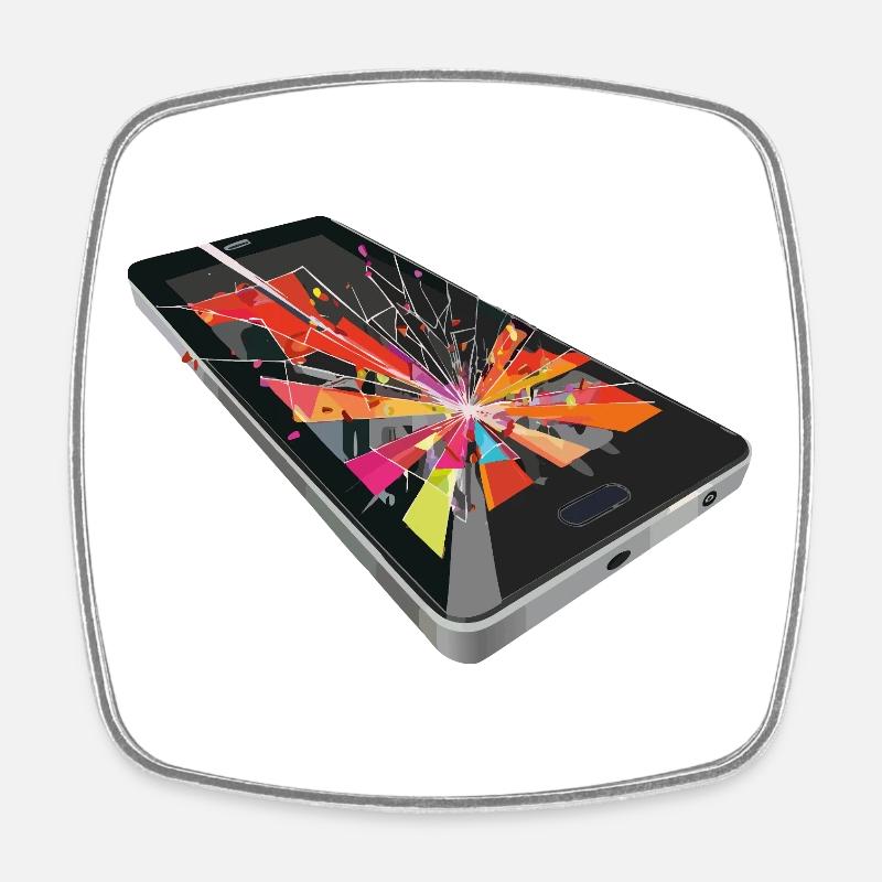 cell phone - Square fridge magnet - white