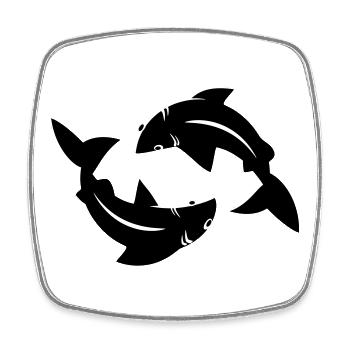 Poissons Cercle Flow Emblème - Magnet carré - blanc - Devant