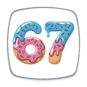 Donut numbers 6 and 7 - Square fridge magnet - white - Front