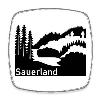 Sauerland silhouette paysage panneau routier - Magnet carré - blanc - Devant