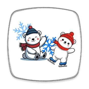 Winterbären Freunde - Viereckiger Kühlschrankmagnet - Weiß - Vorne