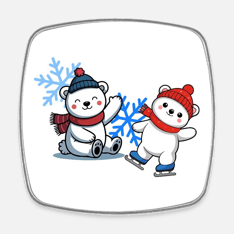 Amis des ours d’hiver - Magnet carré - blanc