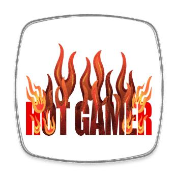 Hot Gamer Flame Design - Viereckiger Kühlschrankmagnet - Weiß - Vorne