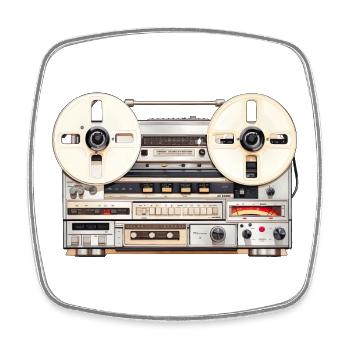 Vintage Tonband-Kassettenrekorder Flair - Viereckiger Kühlschrankmagnet - Weiß - Vorne