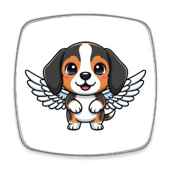 Mignon Beagle Chien Ange Dessin Animé Ailes Petit Ami - Magnet carré - blanc - Devant