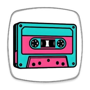 Neon Kassette Popart 80er Jahre - Viereckiger Kühlschrankmagnet - Weiß - Vorne