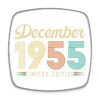 December 1955 Vintage Retro Birthday Gift - Square fridge magnet - white - Front