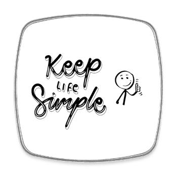 Gardez la vie simple – Design de dessin animé joyeux - Magnet carré - blanc - Devant