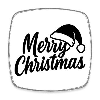 Merry Christmas with Santa Hat - Square fridge magnet - white - Front