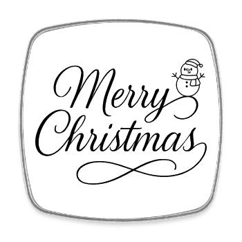 Curved Merry-Christmas lettering with snow - Square fridge magnet - white - Front